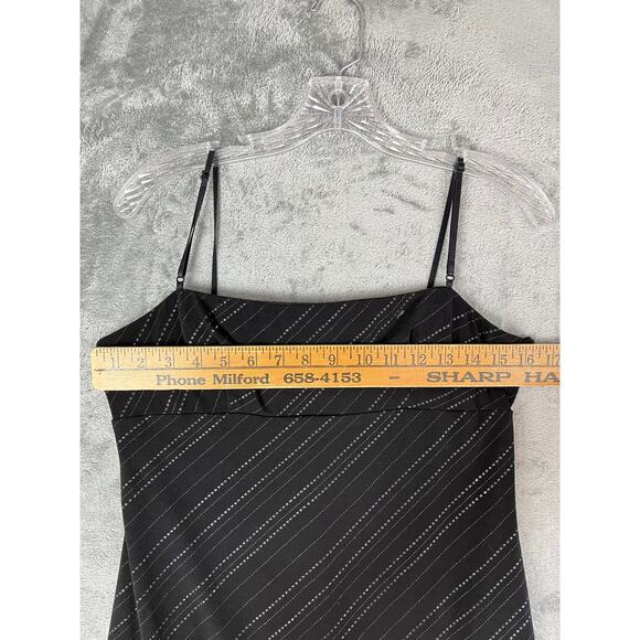 Vintage 90s Y2K City Triangles Stretchy Black Midi Dress Large Tulip Hem Goth - Picture 13 of 16